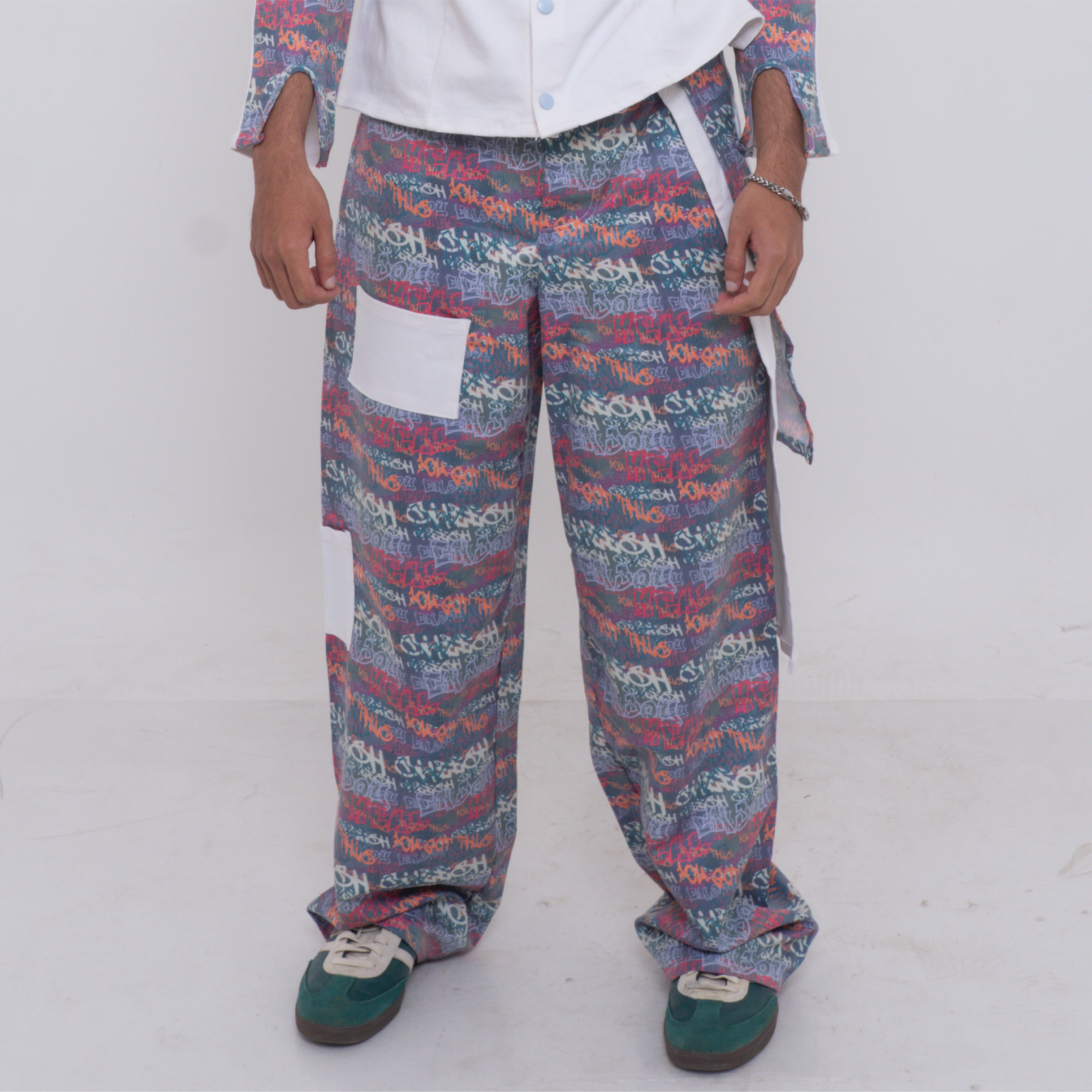 Printed panel Pants