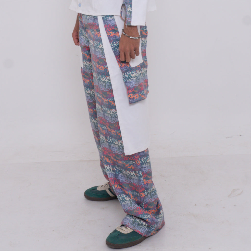 Printed panel Pants
